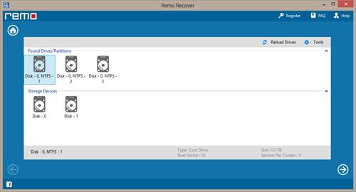 Choisissez la Partition trouvée pour vous rétablir - l'écran