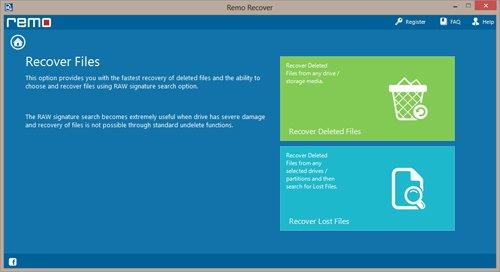 Recover Data from RAW Partition on Windows 7 - Select Recover Deleted Files Option